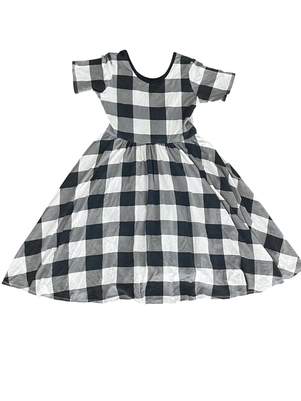 Kyte (7y) Black and White Buffalo Check Dress